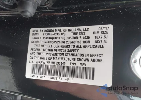 2017 Honda Cr-V Ex-L/Ex-L Navi z USA, uszkodzony, nr VIN 7FARW1H81HE033449